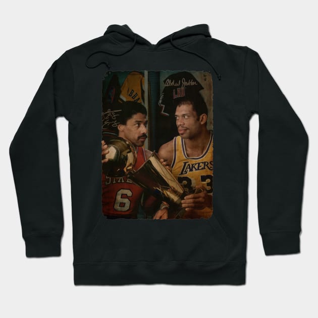 Julius Erving and Kareem Abdul Jabbar Vintage Hoodie by Milu Milu